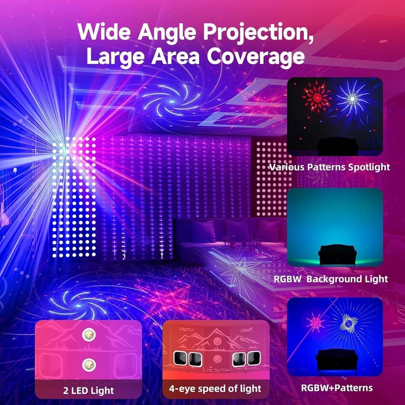 bubusan Laser Light for Party, Sound Activated Strobe Light Halloween - 6 Eyes Laser DJ Lights with Remote Control, Rave Lights Glow Party Supplies Party Lights Dance Floor Lights - Image 4